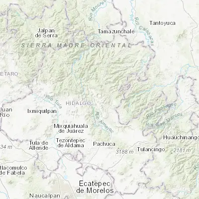 Map showing location of Metztitlán (20.594960, -98.762860)