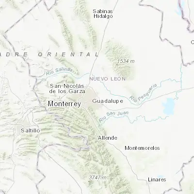 Map showing location of Misión San Pablo (25.740000, -100.144170)