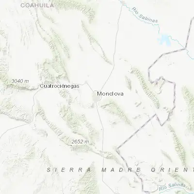 Map showing location of Monclova (26.906870, -101.420560)