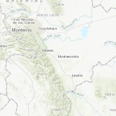 Map showing location of Montemorelos (25.189090, -99.828650)