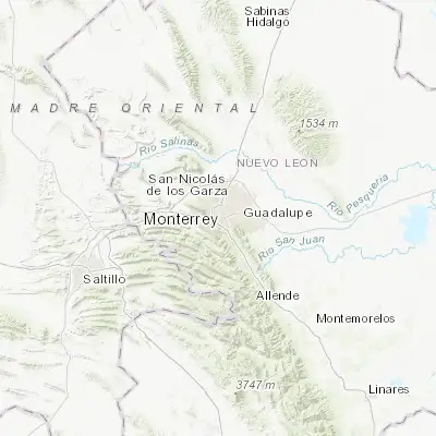 Map showing location of Monterrey (25.675070, -100.318470)