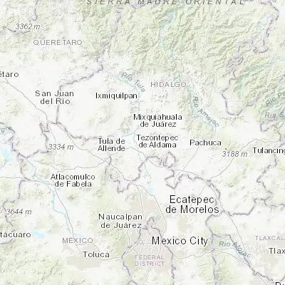 Map showing location of Munitepec de Madero (20.128580, -99.199480)