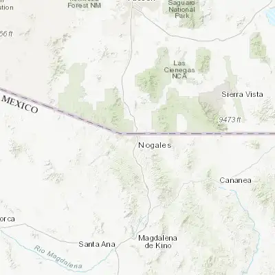 Map showing location of Nogales (31.308620, -110.942170)