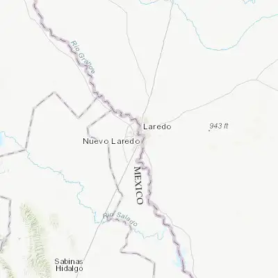 Map showing location of Nuevo Laredo (27.476290, -99.516390)