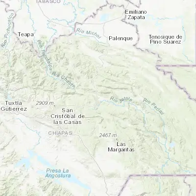Map showing location of Ocosingo (16.906390, -92.093740)