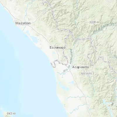 Map showing location of Ojo de Agua de Palmillas (22.619720, -105.603890)