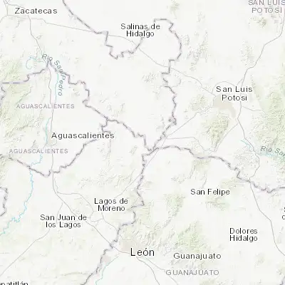 Map showing location of Ojuelos de Jalisco (21.866140, -101.592690)