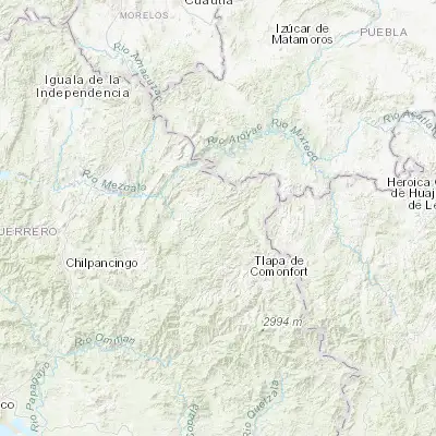 Map showing location of Olinalá (17.778610, -98.739440)