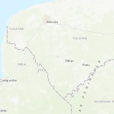 Map showing location of Oxkutzkab (20.307340, -89.418090)