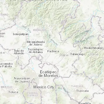 Map showing location of Pachuca de Soto (20.116970, -98.733290)