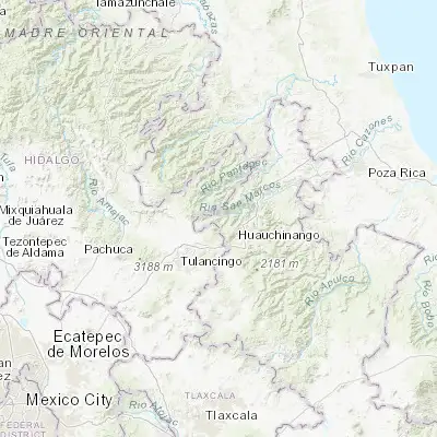 Map showing location of Pahuatlán de Valle (20.278000, -98.149970)