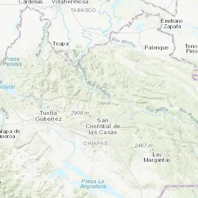 Map showing location of Pantelhó (17.005630, -92.471650)