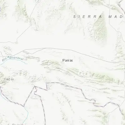 Map showing location of Parras de la Fuente (25.441850, -102.178080)