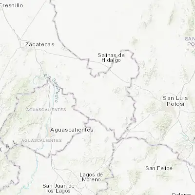 Map showing location of Pedregoso (22.252740, -101.757570)