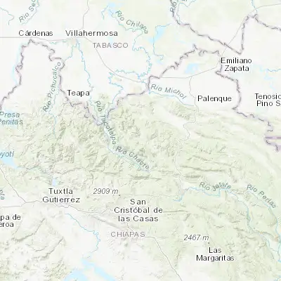 Map showing location of Petalcingo (17.227150, -92.415110)