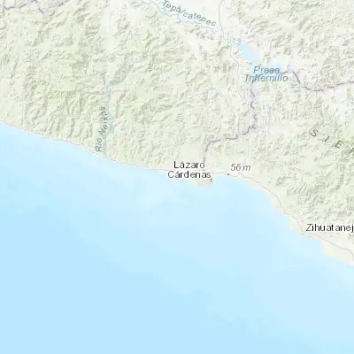 Map showing location of Playa Azul (17.981700, -102.347610)