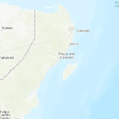 Map showing location of Playa del Carmen (20.627400, -87.079870)