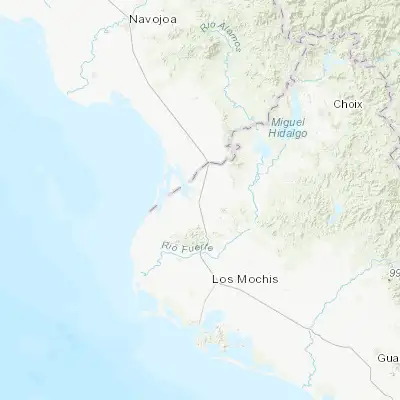 Map showing location of Poblado Número Cinco (26.222500, -109.061670)