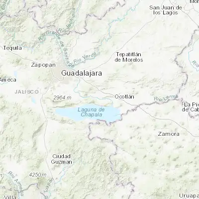 Map showing location of Poncitlán (20.379630, -102.925570)
