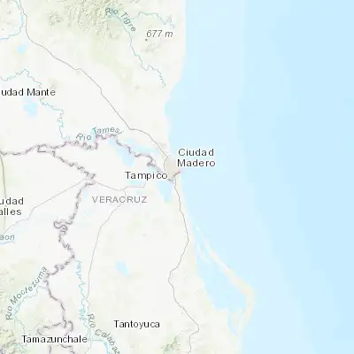 Map showing location of Primero de Mayo (22.225240, -97.819400)