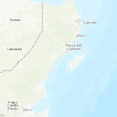 Map showing location of Puerto Aventuras (20.500750, -87.226470)