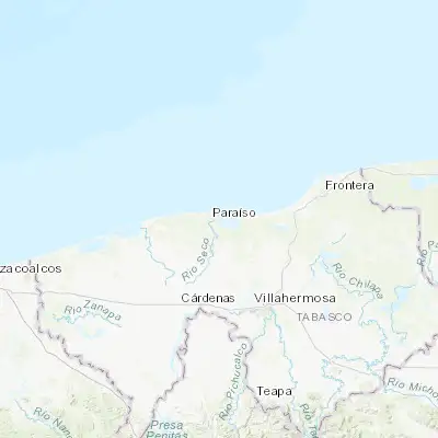 Map showing location of Puerto Ceiba (18.410810, -93.178900)