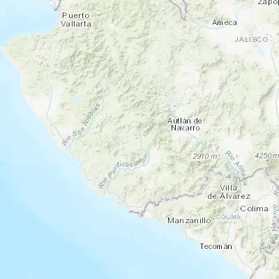 Map showing location of Purificación (19.717380, -104.605340)