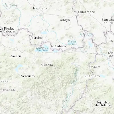 Map showing location of Queréndaro (19.809540, -100.890600)