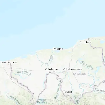 Map showing location of Quintín Arauz (18.372750, -93.218790)