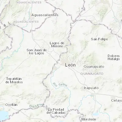 Map showing location of Rizos de la Joya (Rizos del Saucillo) (21.148610, -101.761940)