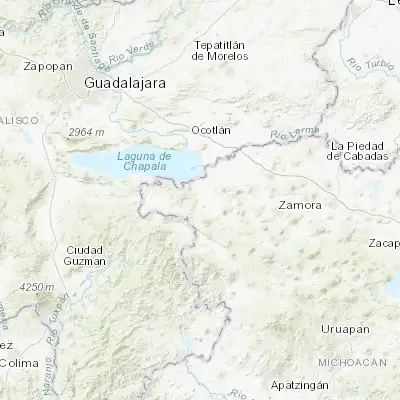 Map showing location of Sahuayo de Morelos (20.058590, -102.715750)