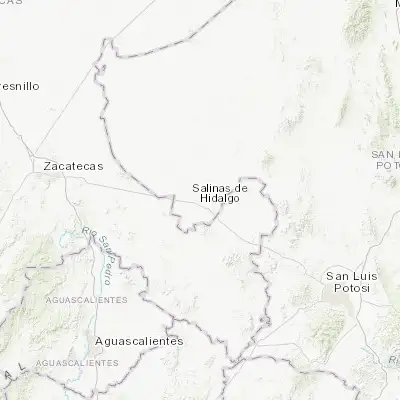 Map showing location of Salinas de Hidalgo (22.627950, -101.714170)