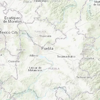 Map showing location of San Agustín Tlaxco (19.056300, -97.991580)