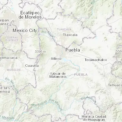 Map showing location of San Andrés Azumiatla (18.904170, -98.252780)
