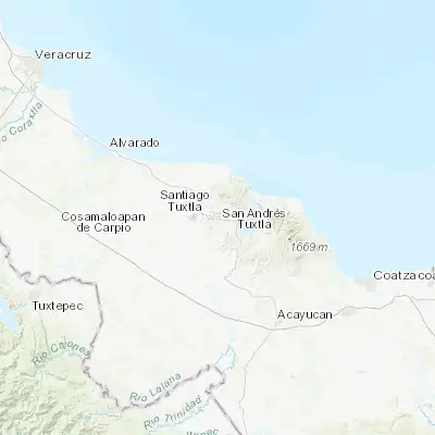 Map showing location of San Andrés Tuxtla (18.448700, -95.213270)