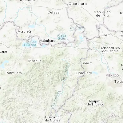 Map showing location of San Bartolo Cuitareo (19.651390, -100.601110)