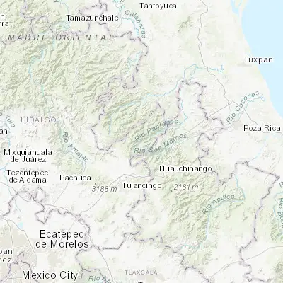 Map showing location of San Bartolo Tutotepec (20.398410, -98.200800)