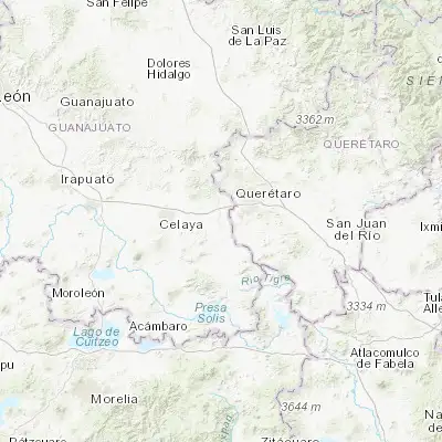 Map showing location of San Bartolomé Aguas Calientes (20.495560, -100.548330)