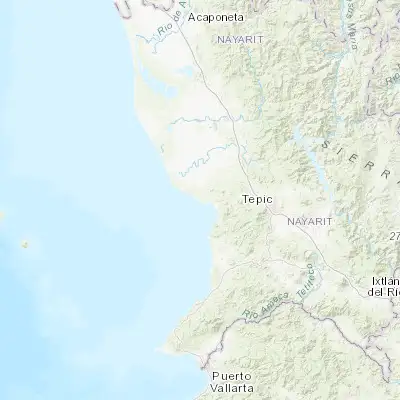 Map showing location of San Blas (21.543330, -105.285580)