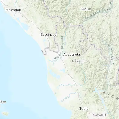 Map showing location of San Felipe Aztatán (22.383740, -105.419800)