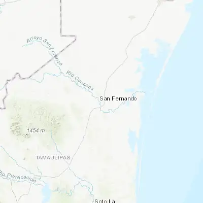 Map showing location of San Fernando (24.847490, -98.148280)