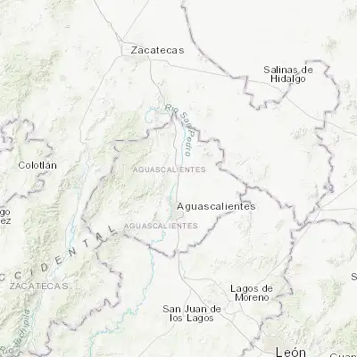 Map showing location of San Francisco de los Romo (22.077480, -102.271400)