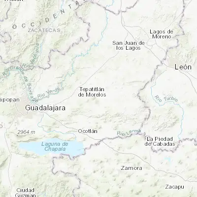 Map showing location of San Ignacio Cerro Gordo (20.745580, -102.534660)