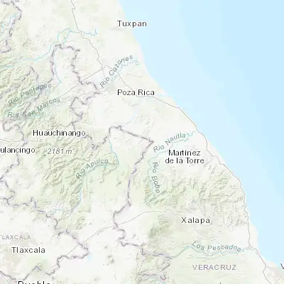Map showing location of San José Acateno (20.130670, -97.209970)