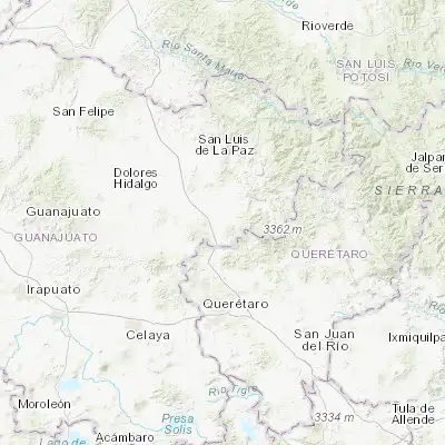 Map showing location of San José Iturbide (21.001530, -100.384160)