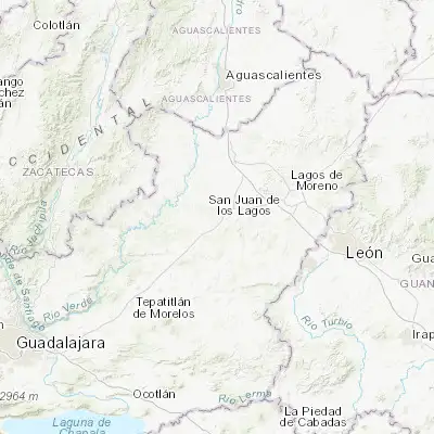 Map showing location of San Juan de los Lagos (21.248930, -102.330360)