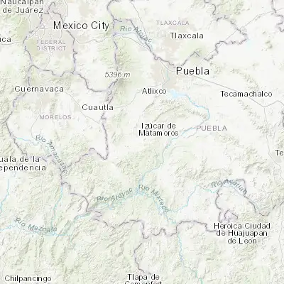Map showing location of San Juan Raboso (18.571530, -98.439620)