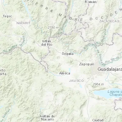 Map showing location of San Juanito de Escobedo (20.794360, -104.002450)