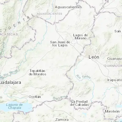 Map showing location of San Julián (21.010350, -102.179670)