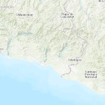 Map showing location of San Luis Acatlán (16.809010, -98.733310)
